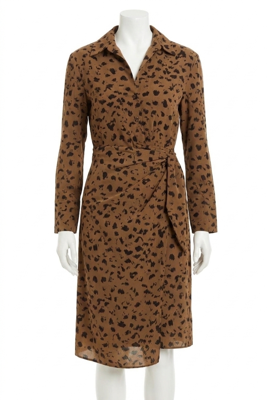 NEW DREW savvy printed dress in taupe